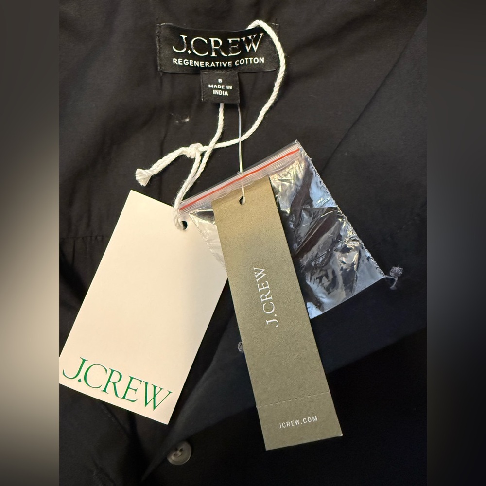 J. Crew Classic Black Elena Drama Midi Shirt-dress in cotton poplin NWT 8 - Picture 8 of 13